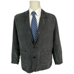 C&A Avanti‎ Mens Silk Blazer Jacket Charcoal Gray Two Button Casual Sport Coat M